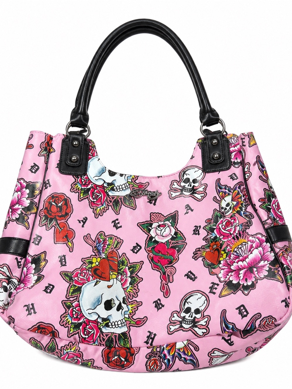 Ed Hardy Pink Floral Skull Tote Bag - Picture 2 of 7
